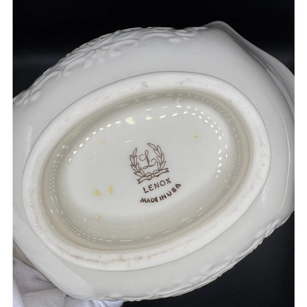 Vintage Lenox Sans Souci 24k Gold Trim Small Porcelain Floral Basket 6